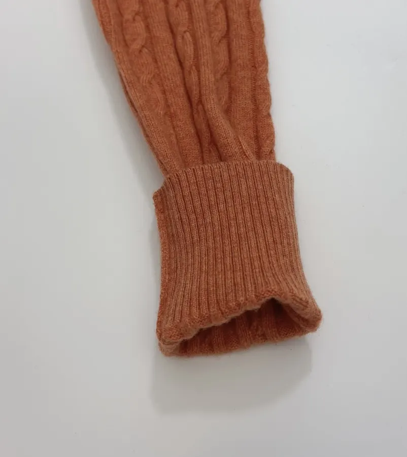 Rust Pony-Embroidered Cable-Knit Cardigan in Rust, product view 05