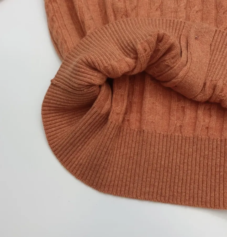 Rust Pony-Embroidered Cable-Knit Cardigan in Rust, product view 09