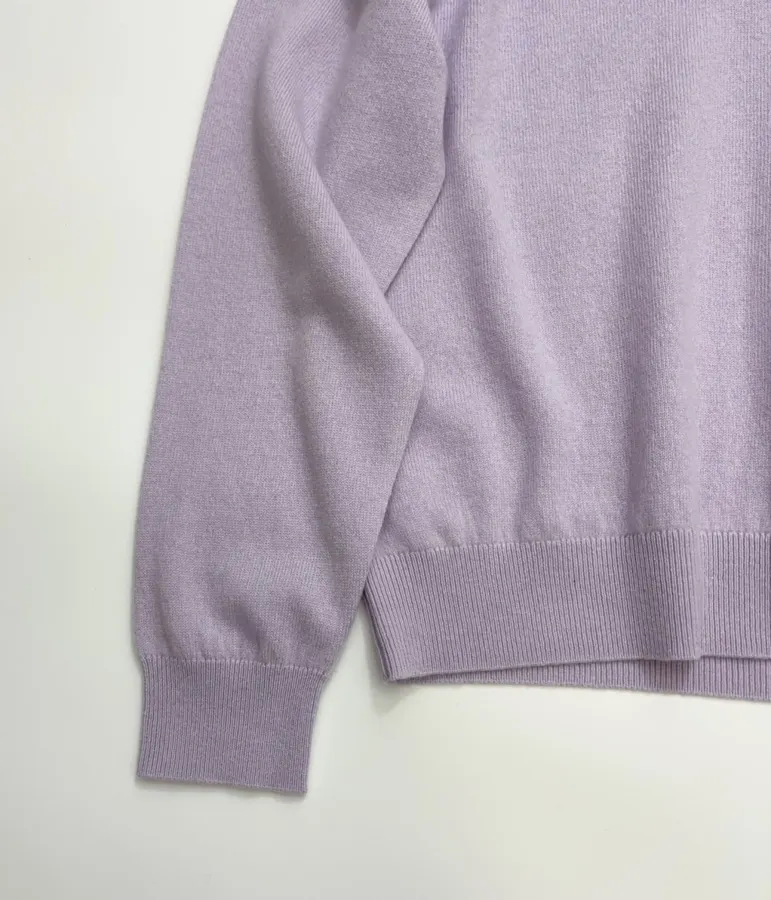 Macaron Cashmere Collared Long-Sleeve Knit Top in Lavender, product view 08