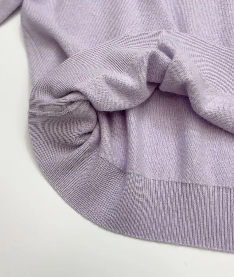 Macaron Cashmere Collared Long-Sleeve Knit Top in Lavender, product view 11