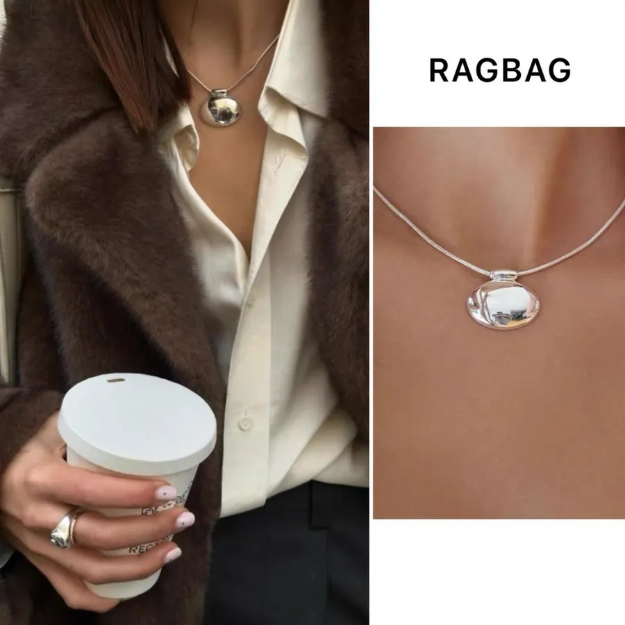 Minimal Sterling Silver Necklace in Silver, product view 04