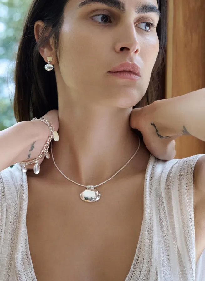 Minimal Sterling Silver Necklace in Silver, product view 09