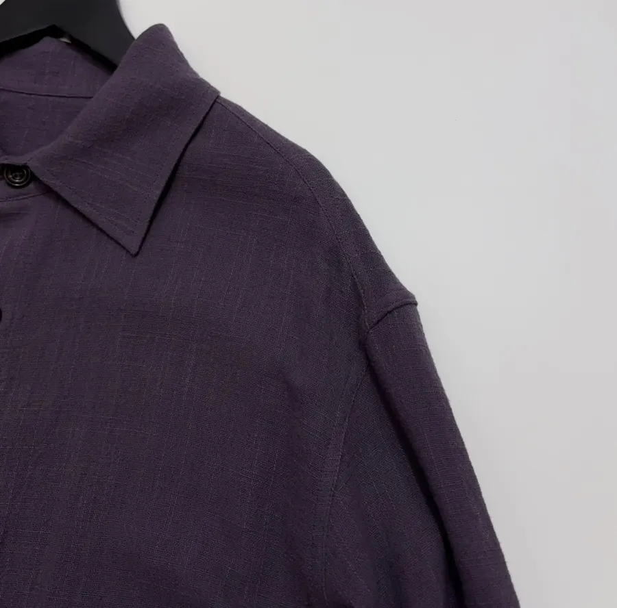 Deep Purple Embroidered Collared Jacket in Purple, product view 03