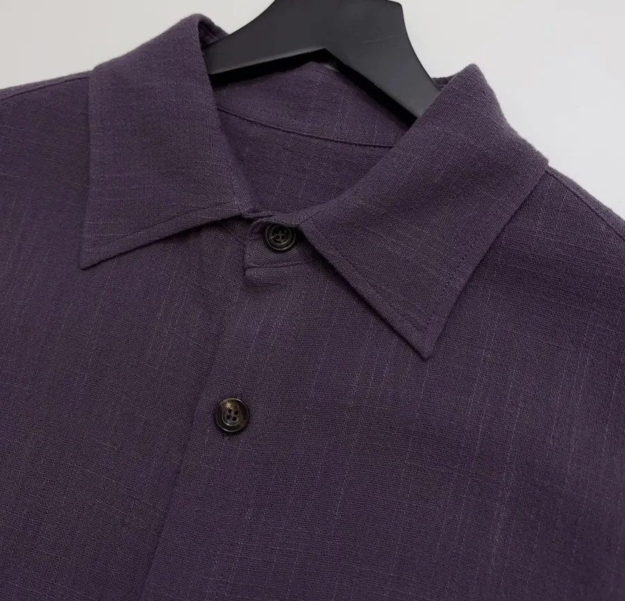 Deep Purple Embroidered Collared Jacket in Purple, product view 04