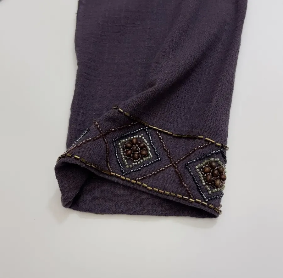 Deep Purple Embroidered Collared Jacket in Purple, product view 07
