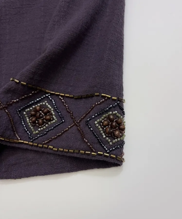 Deep Purple Embroidered Collared Jacket in Purple, product view 08