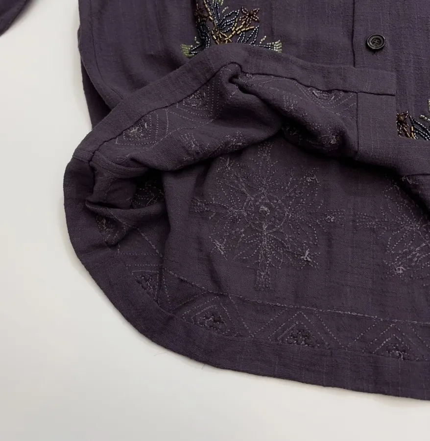 Deep Purple Embroidered Collared Jacket in Purple, product view 11