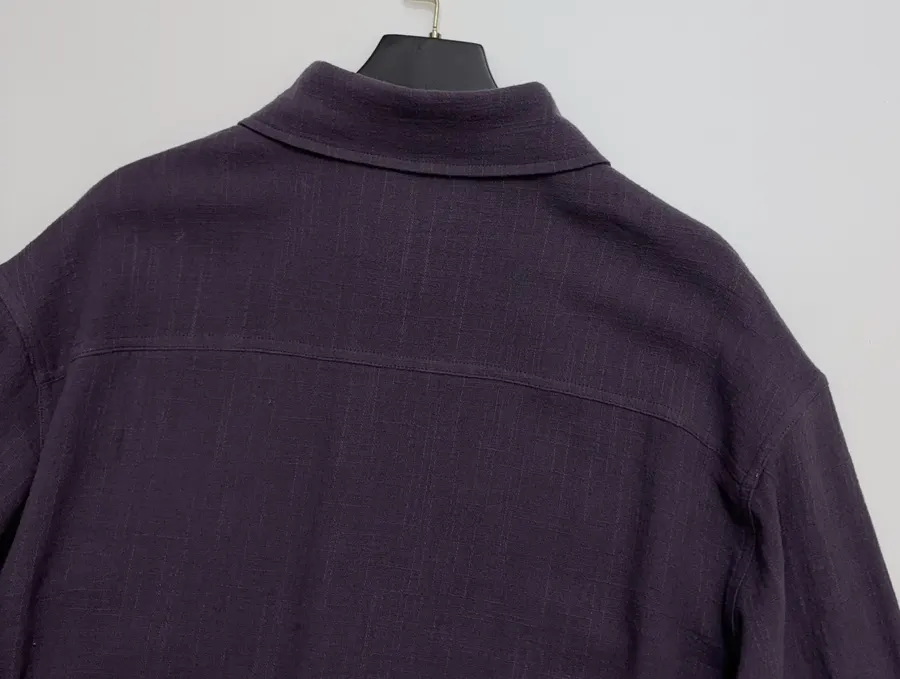 Deep Purple Embroidered Collared Jacket in Purple, product view 16