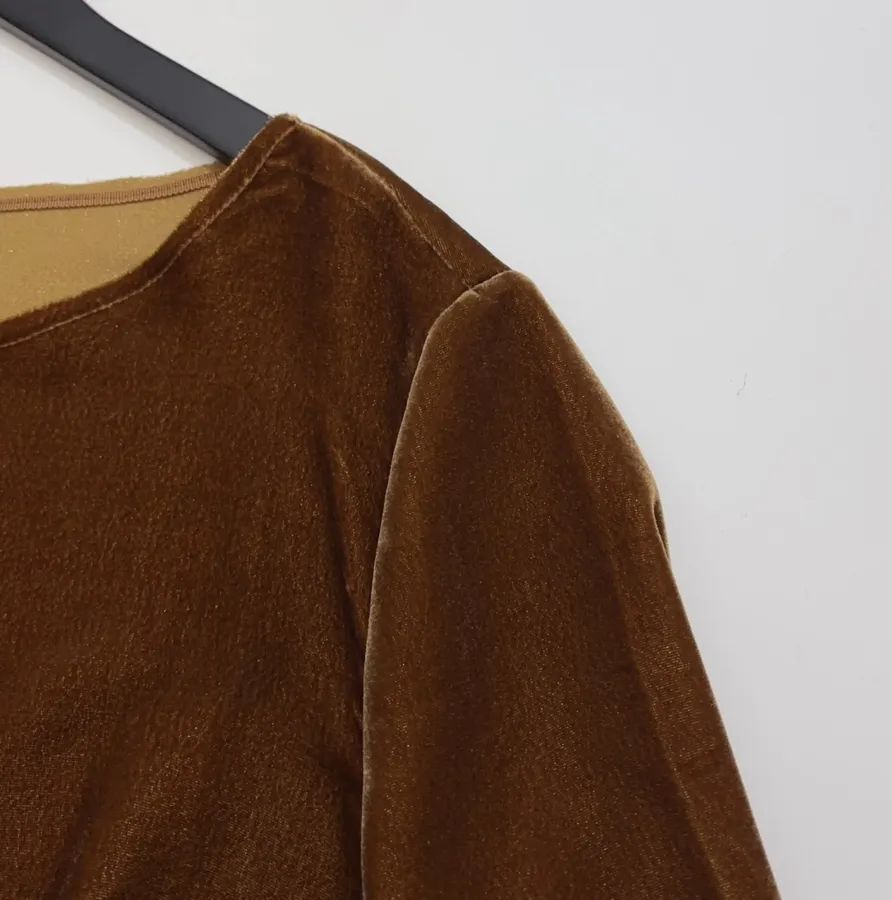 Caramel Velvet Crew-Neck Long-Sleeve Top in Caramel, product view 04