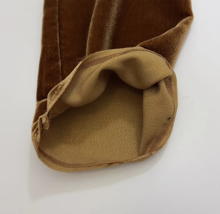 Caramel Velvet Crew-Neck Long-Sleeve Top in Caramel, product view 08