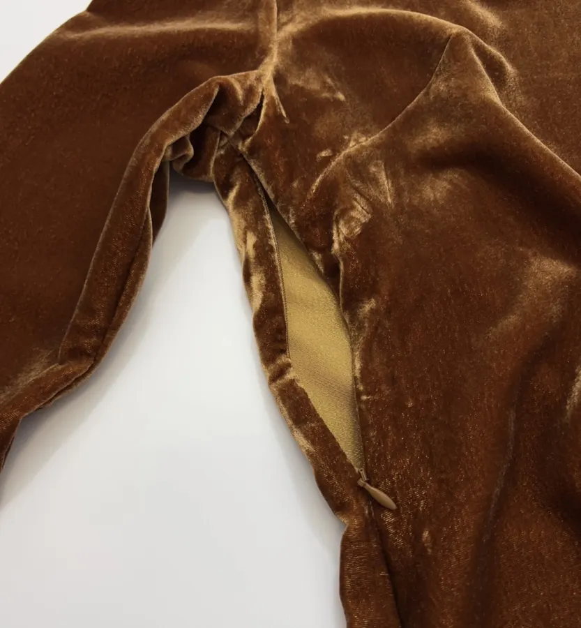 Caramel Velvet Crew-Neck Long-Sleeve Top in Caramel, product view 10