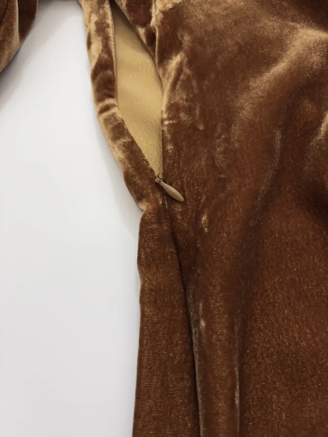 Caramel Velvet Crew-Neck Long-Sleeve Top in Caramel, product view 11
