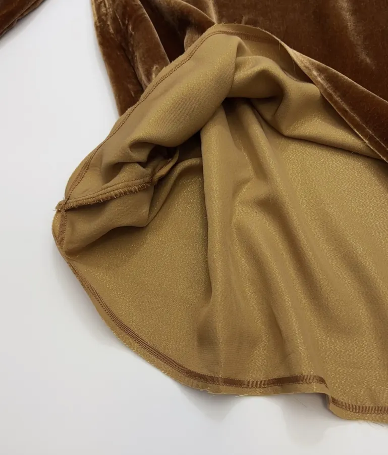 Caramel Velvet Crew-Neck Long-Sleeve Top in Caramel, product view 12