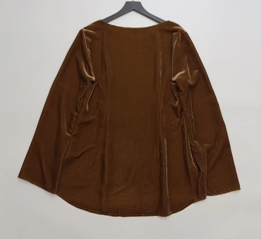 Caramel Velvet Crew-Neck Long-Sleeve Top in Caramel, product view 13