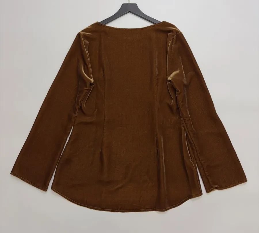 Caramel Velvet Crew-Neck Long-Sleeve Top in Caramel, product view 14