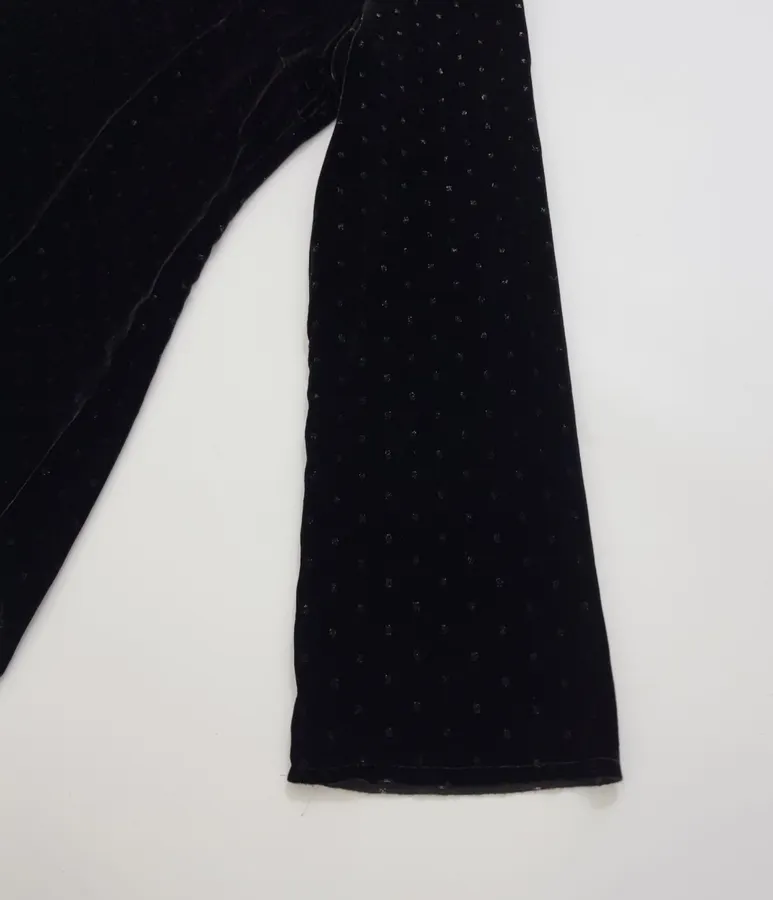 Retro Black Mulberry Silk Polka-dot Velvet Shirt in Black, product view 04