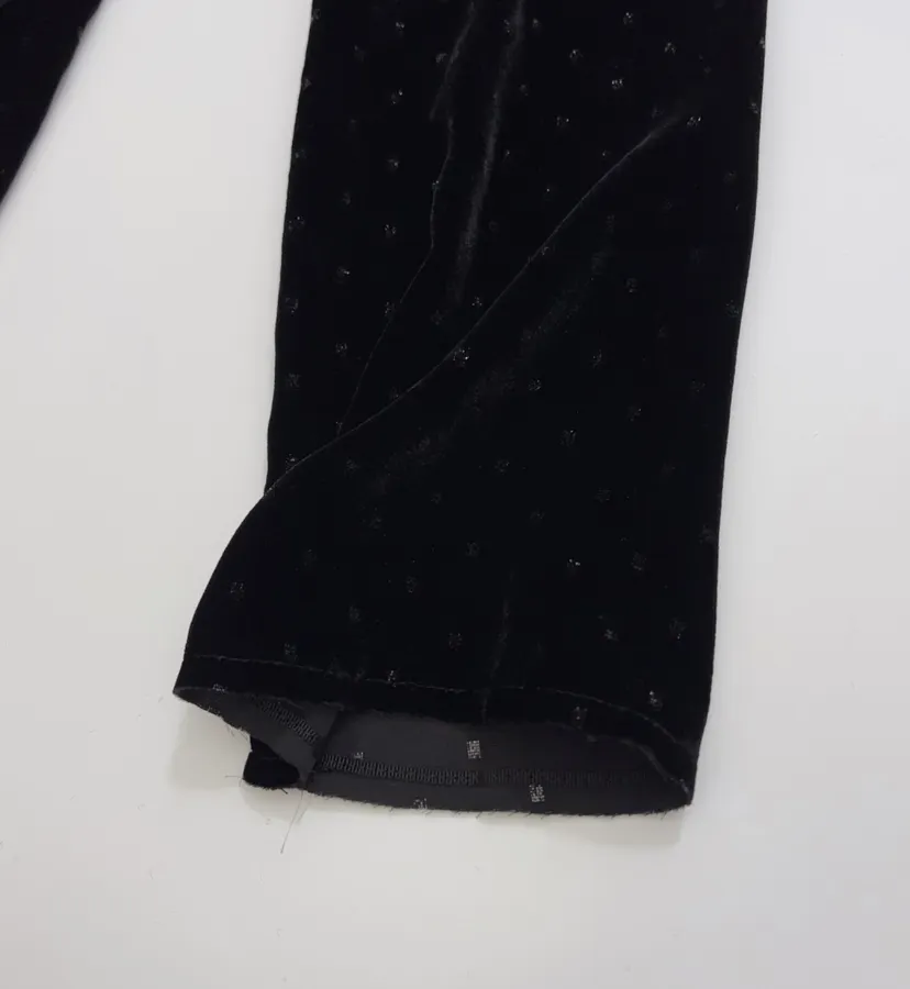 Retro Black Mulberry Silk Polka-dot Velvet Shirt in Black, product view 05