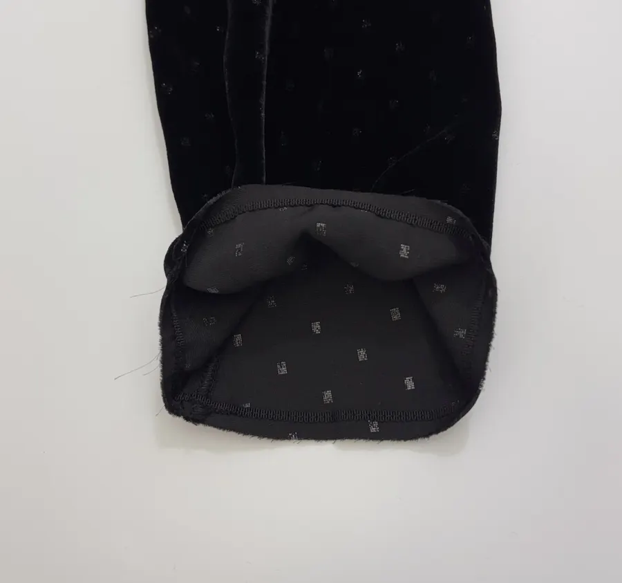 Retro Black Mulberry Silk Polka-dot Velvet Shirt in Black, product view 06
