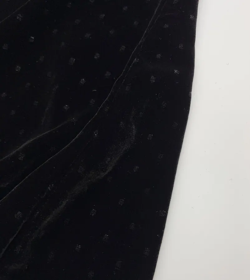 Retro Black Mulberry Silk Polka-dot Velvet Shirt in Black, product view 12