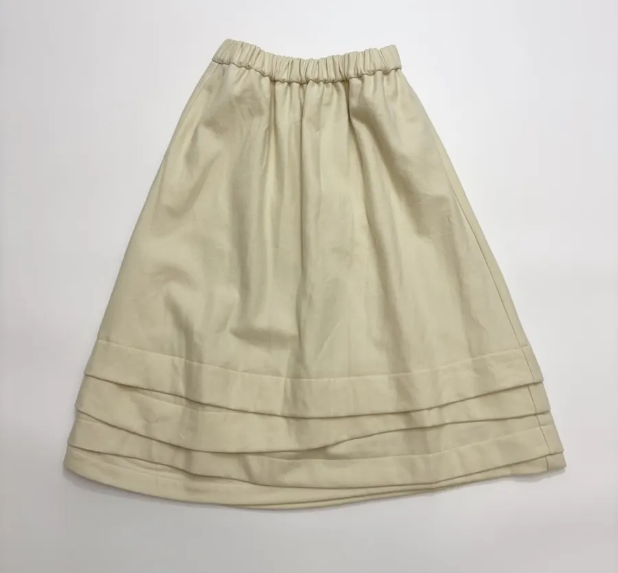 Niche Retro Irregular Multi-layer Patchwork Skirt Hem Blended Wool Tweed Skirt in Oatmeal, product view 01