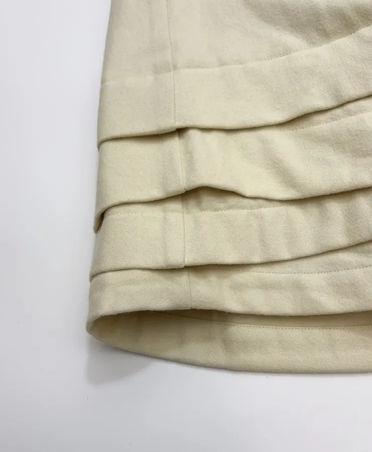 Niche Retro Irregular Multi-layer Patchwork Skirt Hem Blended Wool Tweed Skirt in Oatmeal, product view 07