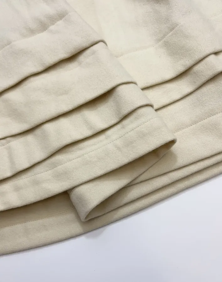 Niche Retro Irregular Multi-layer Patchwork Skirt Hem Blended Wool Tweed Skirt in Oatmeal, product view 08