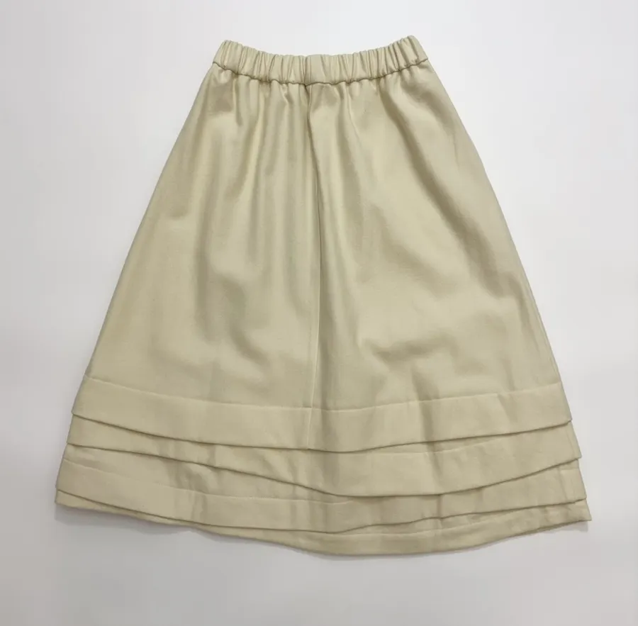 Niche Retro Irregular Multi-layer Patchwork Skirt Hem Blended Wool Tweed Skirt in Oatmeal, product view 12
