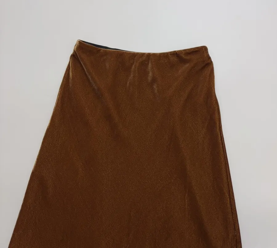 Caramel Velvet A-Line Midi Skirt in Caramel, product view 02