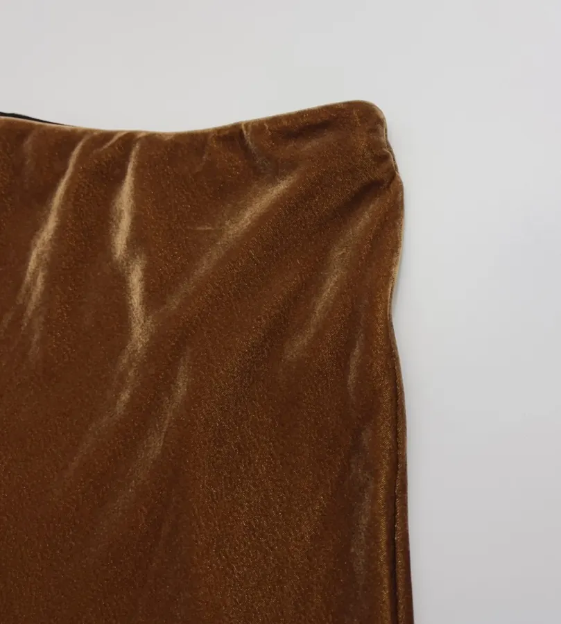 Caramel Velvet A-Line Midi Skirt in Caramel, product view 03