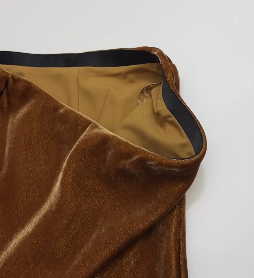 Caramel Velvet A-Line Midi Skirt in Caramel, product view 04