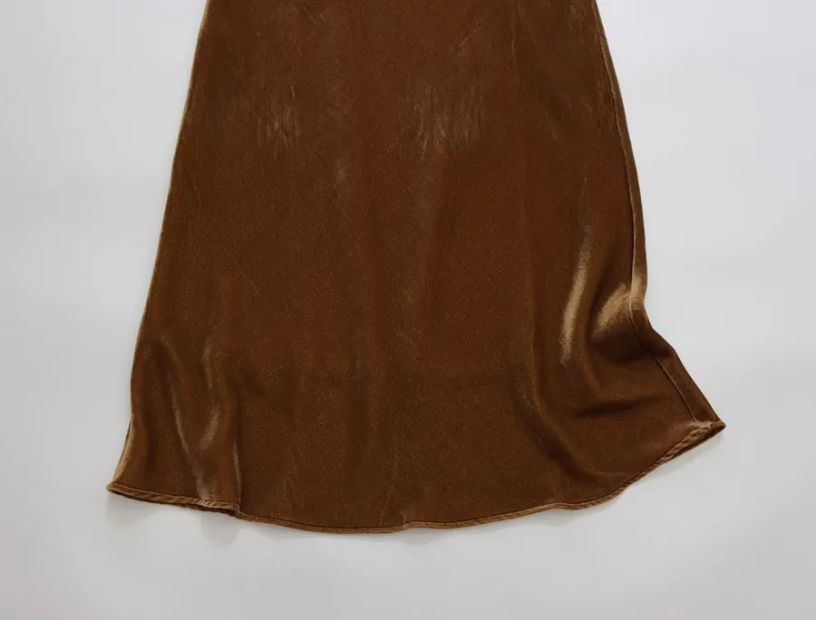 Caramel Velvet A-Line Midi Skirt in Caramel, product view 06