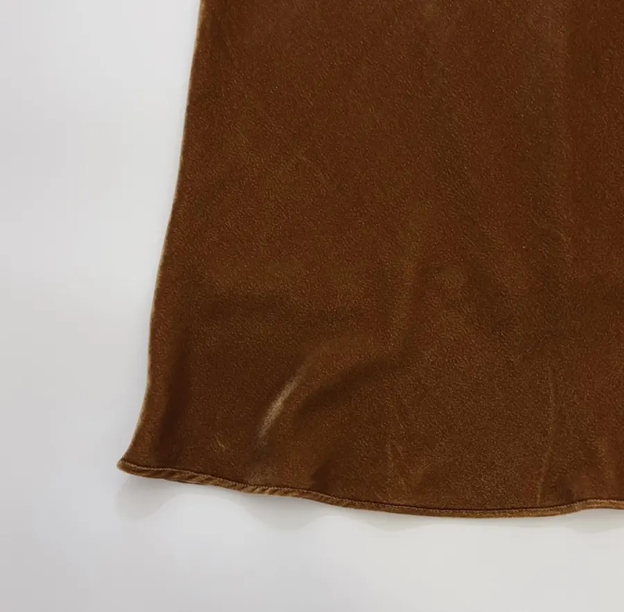 Caramel Velvet A-Line Midi Skirt in Caramel, product view 07