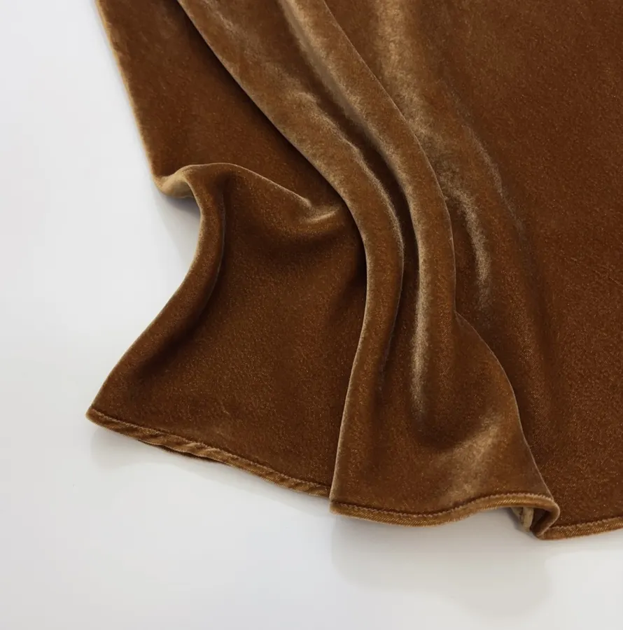 Caramel Velvet A-Line Midi Skirt in Caramel, product view 08