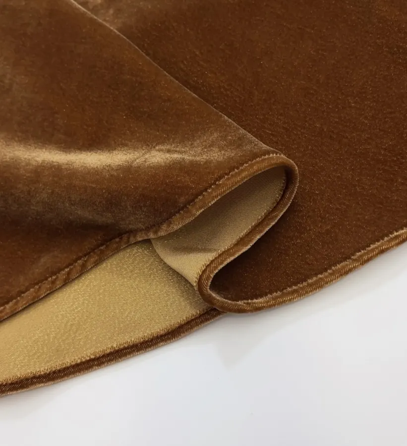 Caramel Velvet A-Line Midi Skirt in Caramel, product view 09