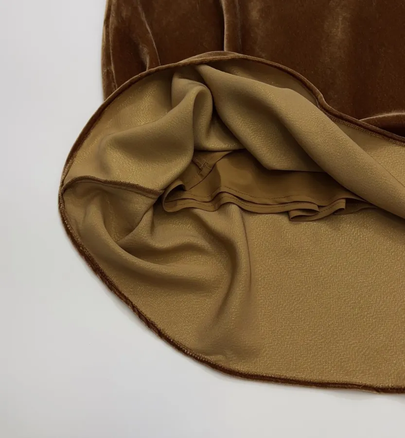 Caramel Velvet A-Line Midi Skirt in Caramel, product view 11