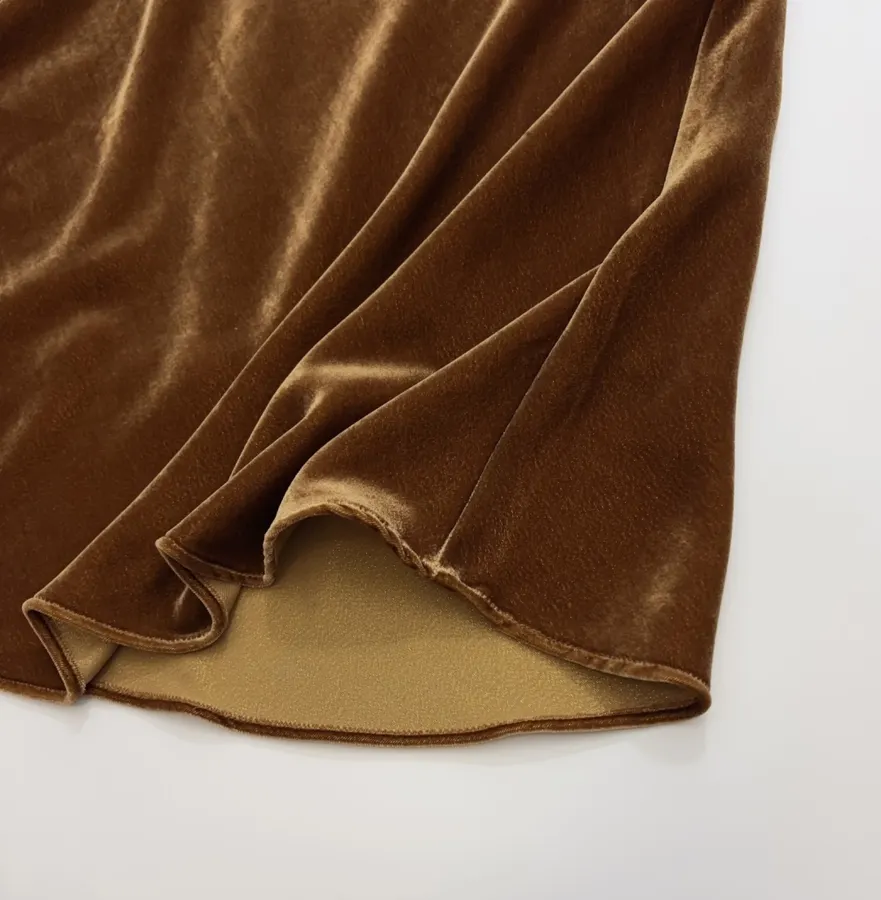 Caramel Velvet A-Line Midi Skirt in Caramel, product view 13