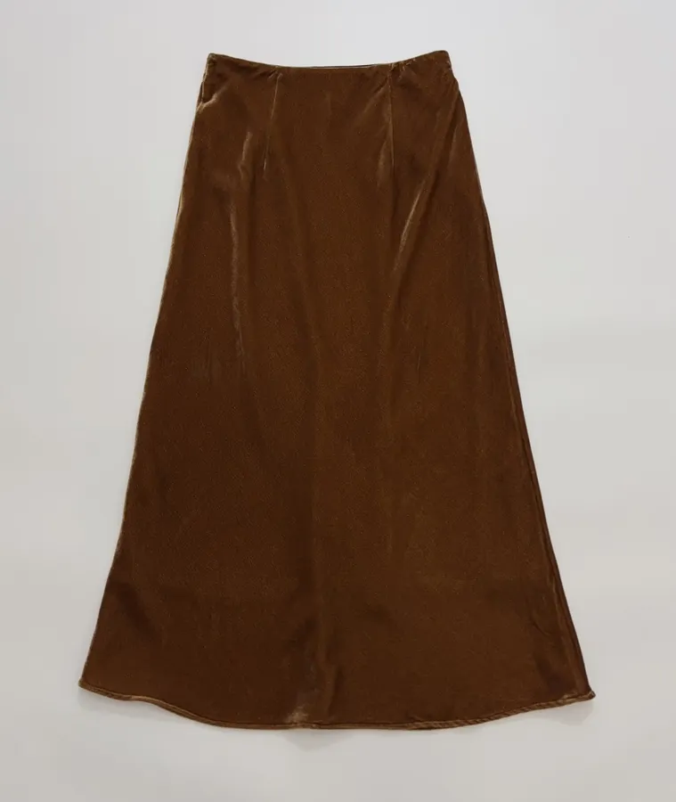 Caramel Velvet A-Line Midi Skirt in Caramel, product view 14