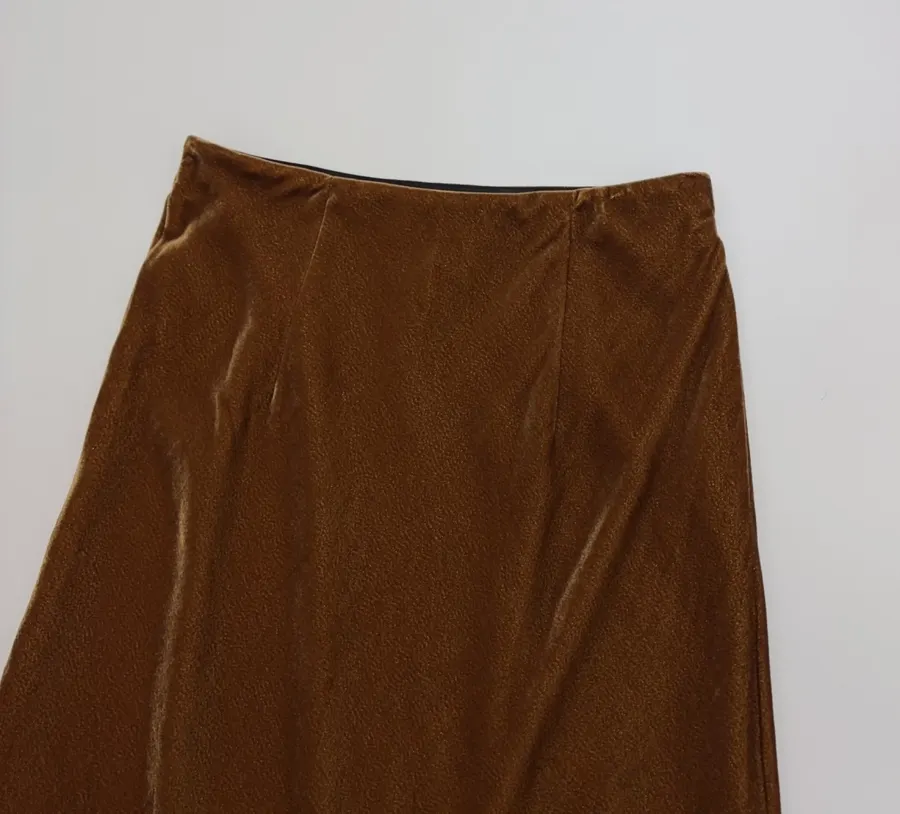Caramel Velvet A-Line Midi Skirt in Caramel, product view 15