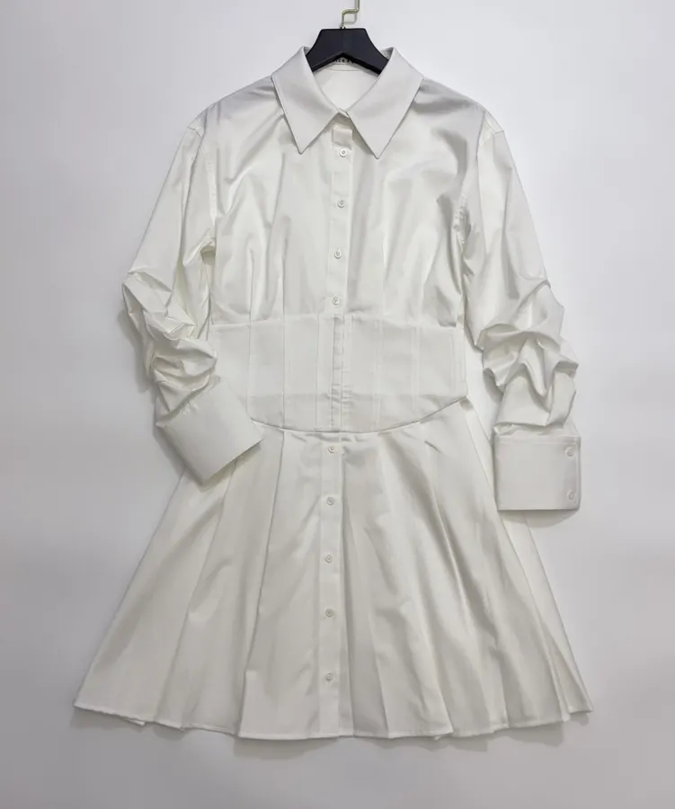 Ivory Corset-Style Collared Mini Dress in Off-White, product view 02