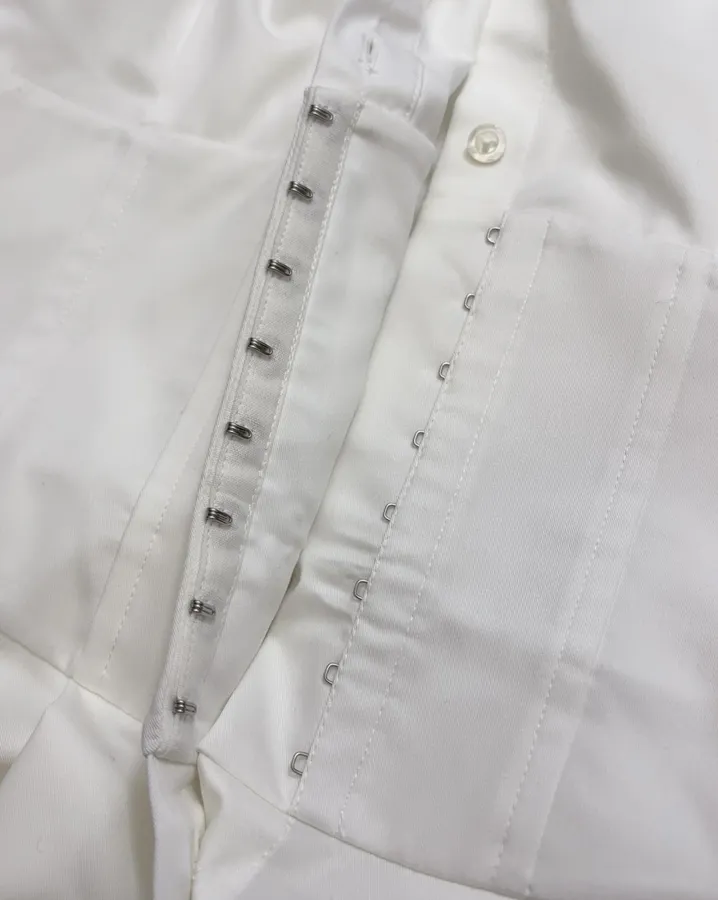 Ivory Corset-Style Collared Mini Dress in Off-White, product view 08