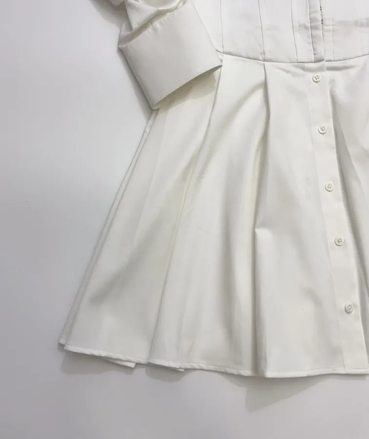 Ivory Corset-Style Collared Mini Dress in Off-White, product view 09