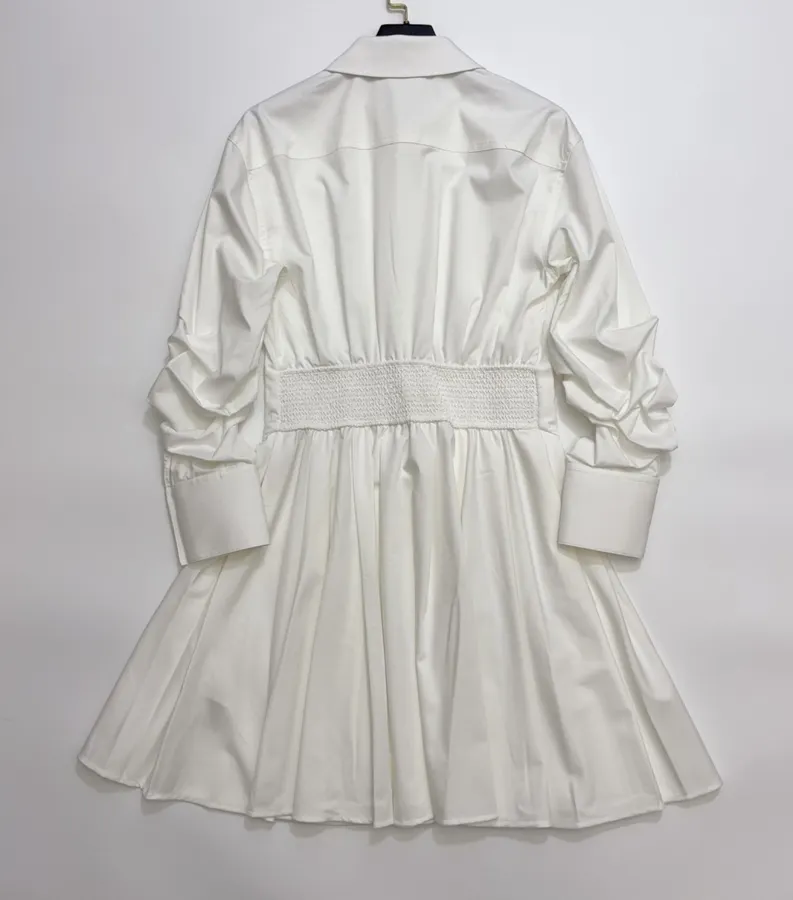Ivory Corset-Style Collared Mini Dress in Off-White, product view 14