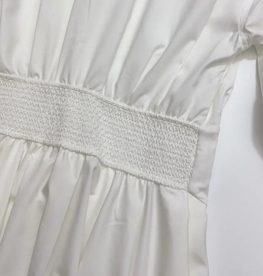 Ivory Corset-Style Collared Mini Dress in Off-White, product view 16