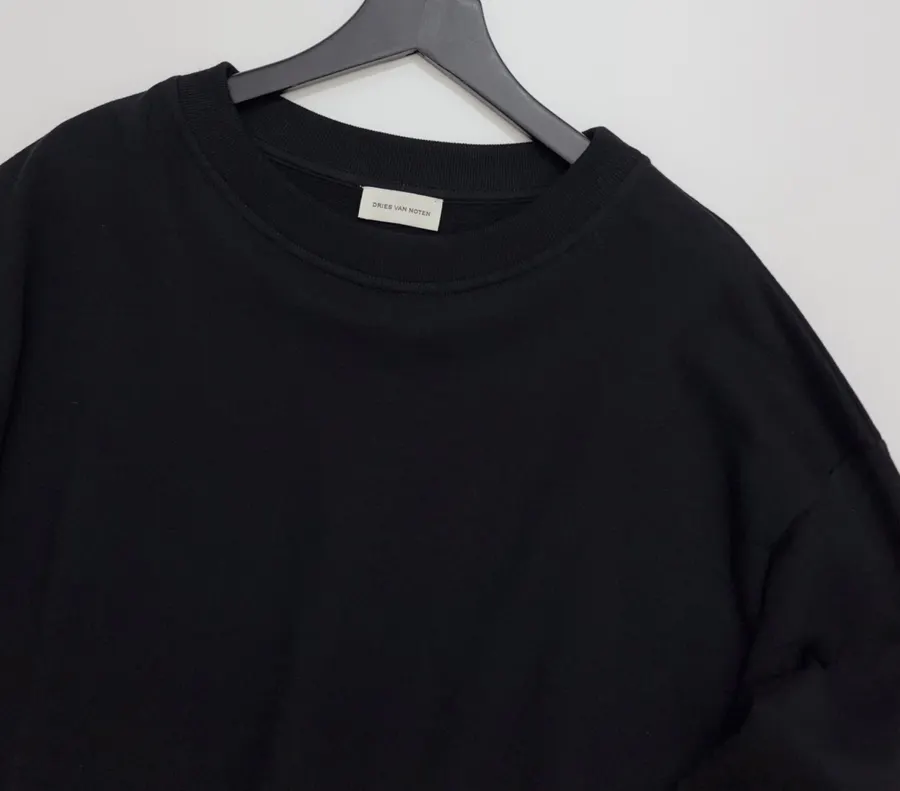 Black Drawstring-Hem Crew-Neck Sweatshirt in Black, product view 02