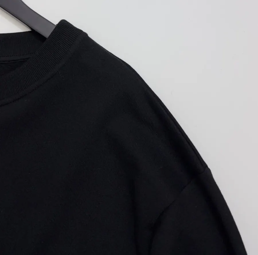 Black Drawstring-Hem Crew-Neck Sweatshirt in Black, product view 03