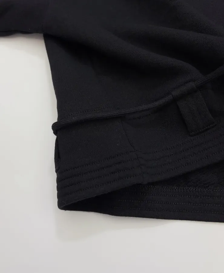 Black Drawstring-Hem Crew-Neck Sweatshirt in Black, product view 07