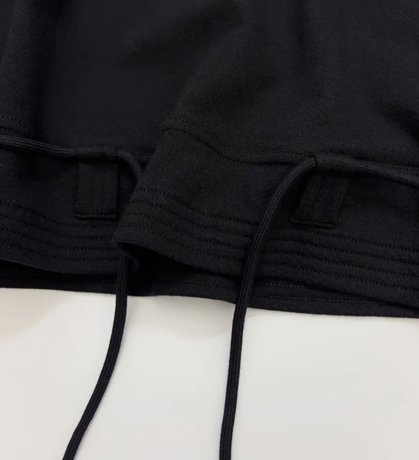 Black Drawstring-Hem Crew-Neck Sweatshirt in Black, product view 08