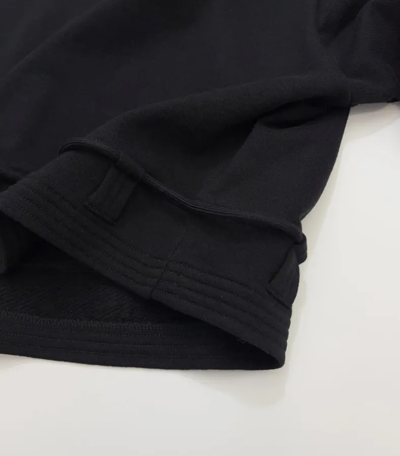 Black Drawstring-Hem Crew-Neck Sweatshirt in Black, product view 10