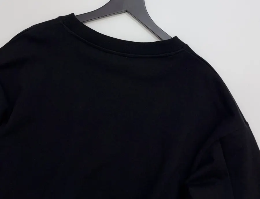 Black Drawstring-Hem Crew-Neck Sweatshirt in Black, product view 12