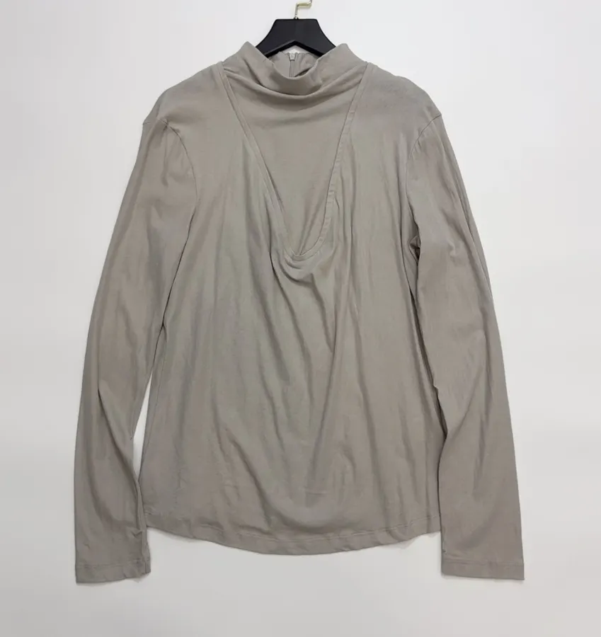 Fake Two-piece High-neck Flared Waist-tightening T-shirt Top in Gray, product view 01